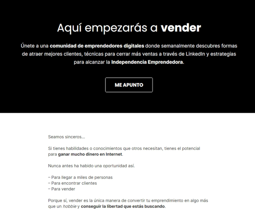 Landing page de captacion